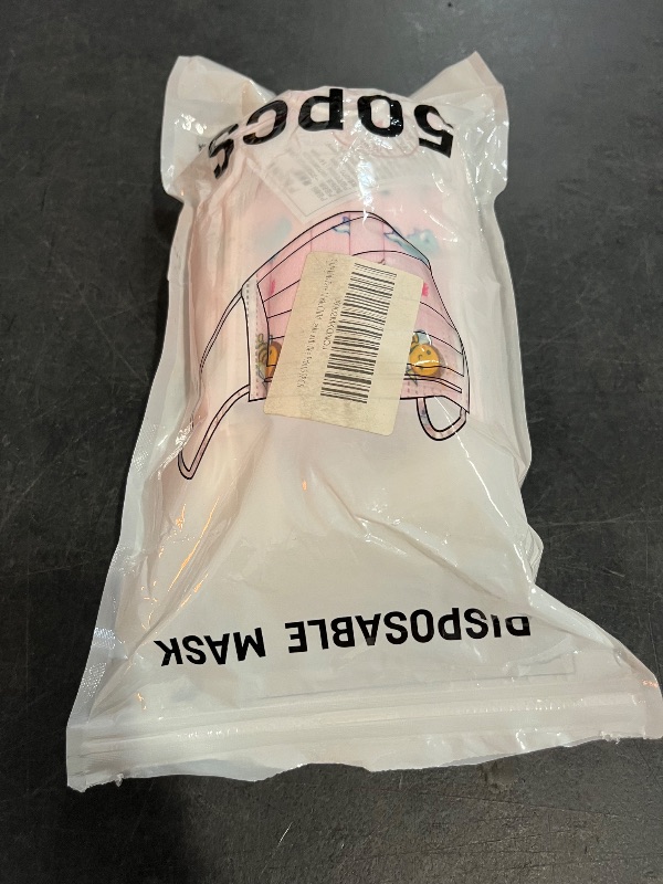 Photo 1 of *Sealed, Opened for Pictures**
Kids Pink Cartoon Disposable Face Mask, 50 Pack