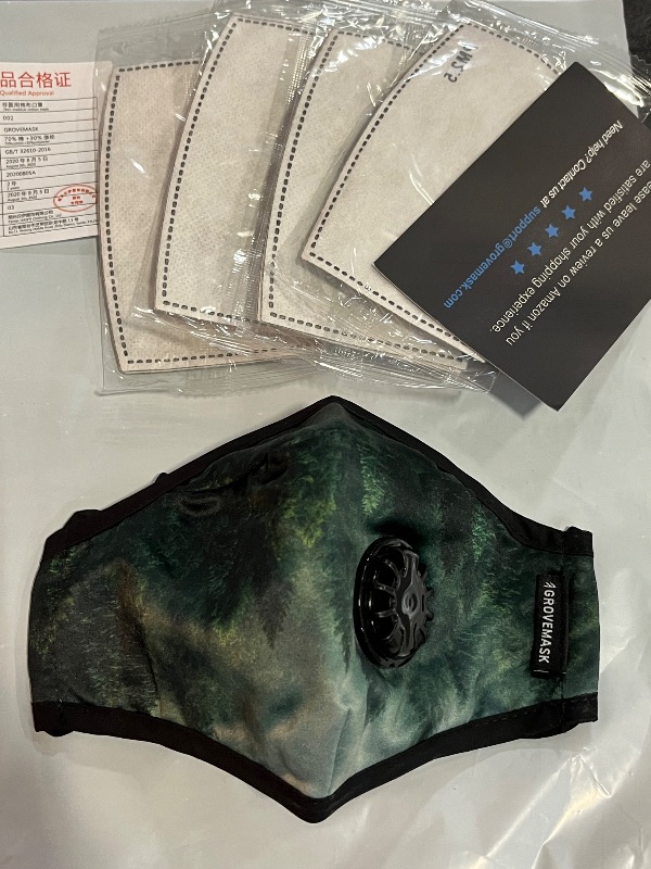 Photo 1 of Different Pattern** Grove Mask Face Mask w/ 7X PM2.5 Filters - Reusable Cloth Face Mask for Pollen, Smoke, Dust, Allergens - Perfect for Cycling, Running, Training, Motorcycle

