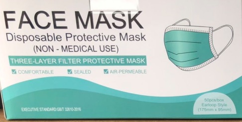 Photo 1 of DINA WEISI 3 Layer Face Mask Disposable, 50Count