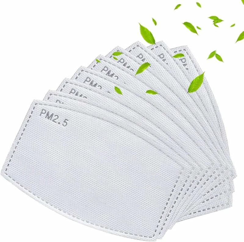 Photo 1 of 100 Pcs Activated Carbon PM2.5 Mask Filter Paper 5 Layers Replacement PM 2.5 Face Filter Insert