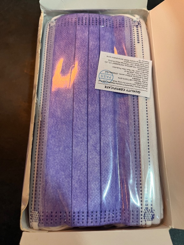 Photo 1 of 50 Pcs Disposable 3 Ply Safety Face Mask for Protection - with Nanofiber Filter Lining - and Elastic Earloops
