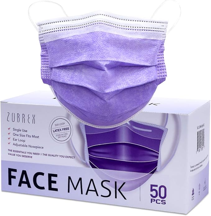 Photo 1 of 50 Pcs Disposable 3 Ply Safety Face Mask for Protection - with Nanofiber Filter Lining - and Elastic Earloops
