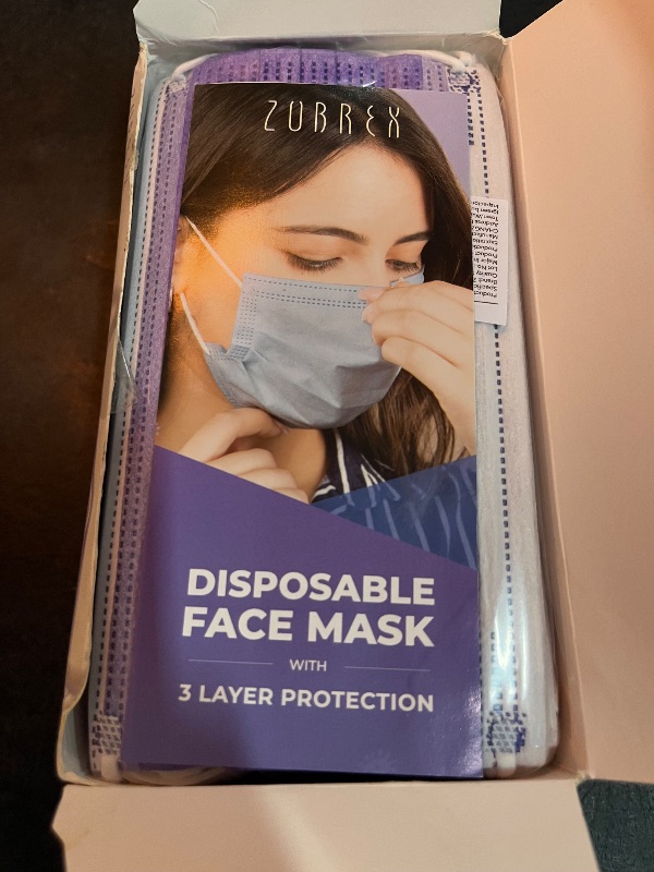 Photo 1 of 50 Pcs Disposable 3 Ply Safety Face Mask for Protection - with Nanofiber Filter Lining - and Elastic Earloops
