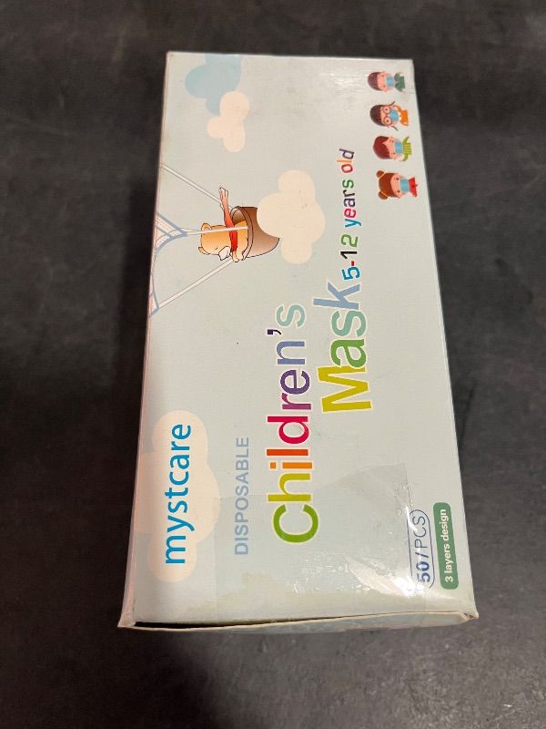 Photo 1 of MystCare Kids Disposable Face Mask 50 Pack Ages 5-12 Filter 3-Layer Safety Face Masks for Kids Daily Use.All Metal Nose Clips(Black)