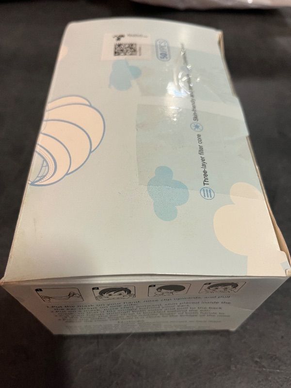 Photo 1 of MystCare Kids Disposable Face Mask 50 Pack Ages 5-12 Filter 3-Layer Safety Face Masks for Kids Daily Use.All Metal Nose Clips(Black)