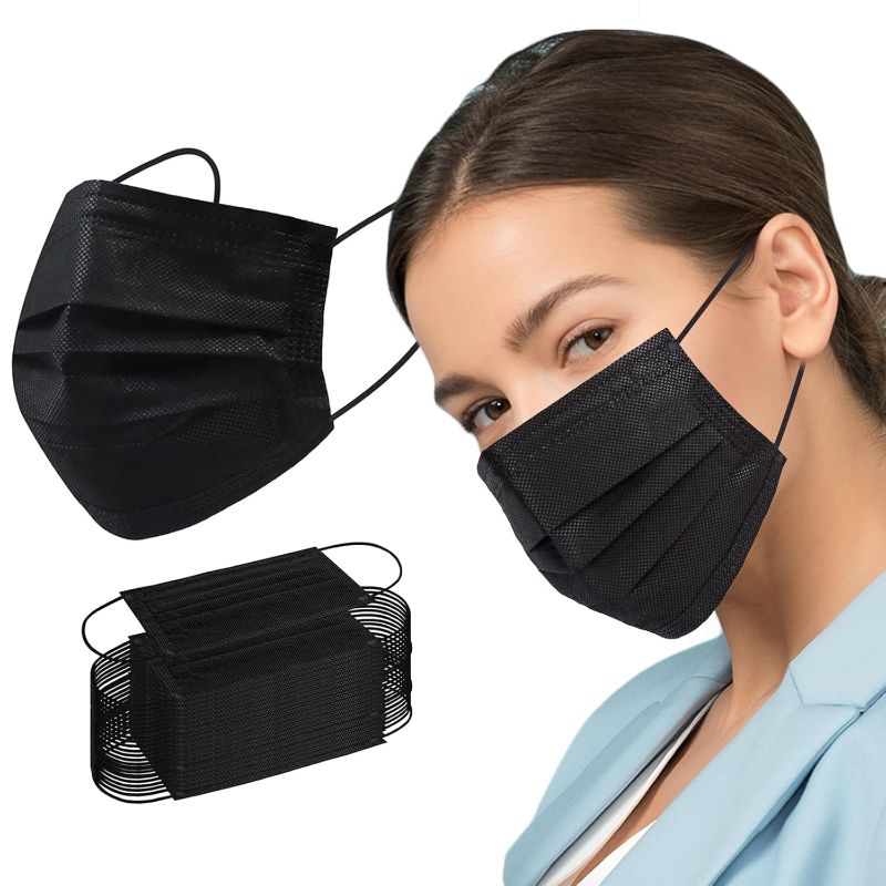 Photo 1 of Disposable Face Mask, 100 PCS Black Masks, 3 Ply Protection Face Masks
