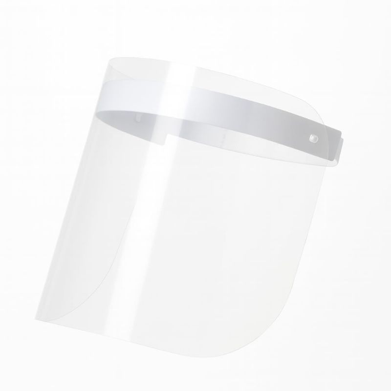 Photo 1 of Adjustable Clear Face Shield (4 Pack) – Full-Face Protection with White Headband – Anti-Fog, Reusable Safety Visor for Construction, Lab, and Industrial Use – Lightweight, Comfortable Fit