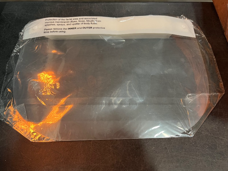 Photo 1 of Adjustable Clear Face Shield (4 Pack) – Full-Face Protection with White Headband – Anti-Fog, Reusable Safety Visor for Construction, Lab, and Industrial Use – Lightweight, Comfortable Fit