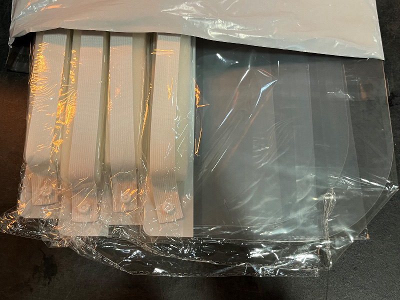 Photo 1 of Adjustable Clear Face Shield (4 Pack) – Full-Face Protection with White Headband – Anti-Fog, Reusable Safety Visor for Construction, Lab, and Industrial Use – Lightweight, Comfortable Fit