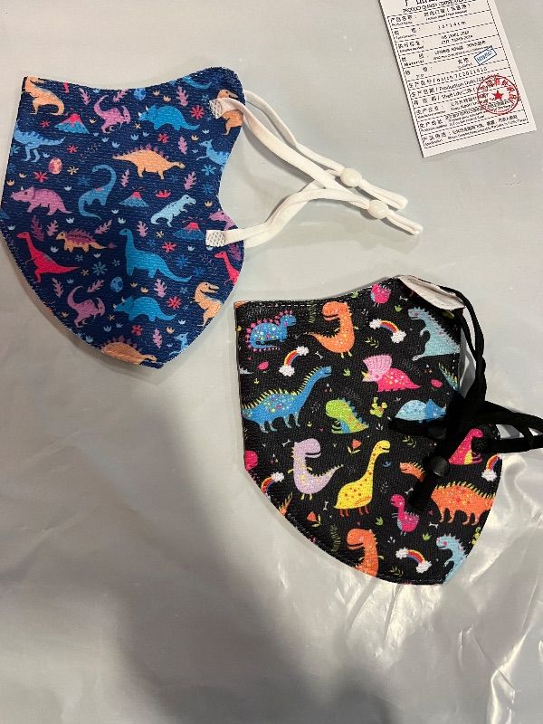 View 4 of 4 Pack Kids Fabric Face Mask , 2 Gaming Patters, 2 Dinasour Pattern
