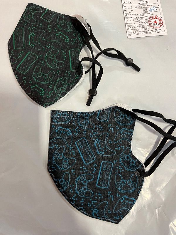 View 3 of 4 Pack Kids Fabric Face Mask , 2 Gaming Patters, 2 Dinasour Pattern
