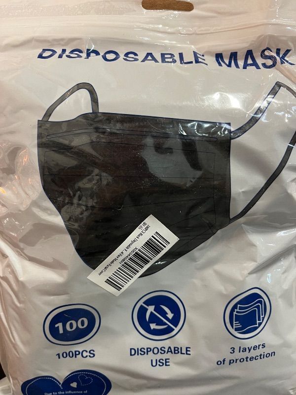 Photo 1 of **Sealed*100 PCS Disposable Face Masks, Black Disposable Masks, 3 Ply Protection Face Masks