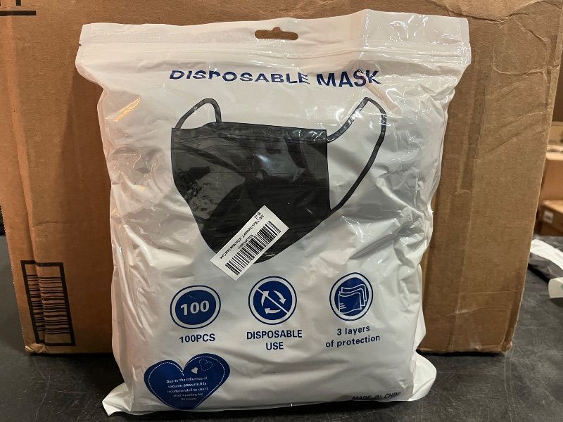Photo 1 of **Sealed*100 PCS Disposable Face Masks, Black Disposable Masks, 3 Ply Protection Face Masks