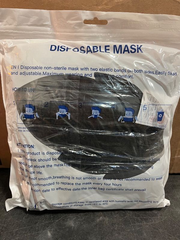 Photo 1 of **Sealed*100 PCS Disposable Face Masks, Black Disposable Masks, 3 Ply Protection Face Masks
