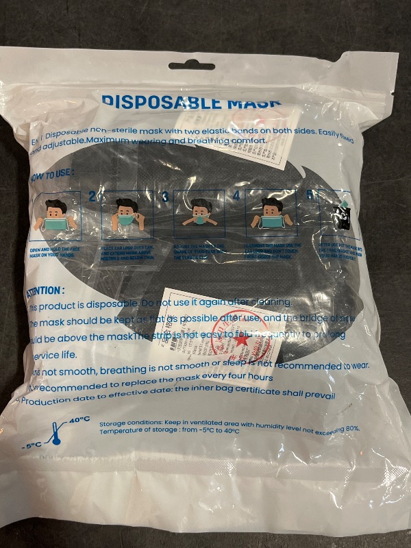 Photo 1 of **Sealed*100 PCS Disposable Face Masks, Black Disposable Masks, 3 Ply Protection Face Masks

