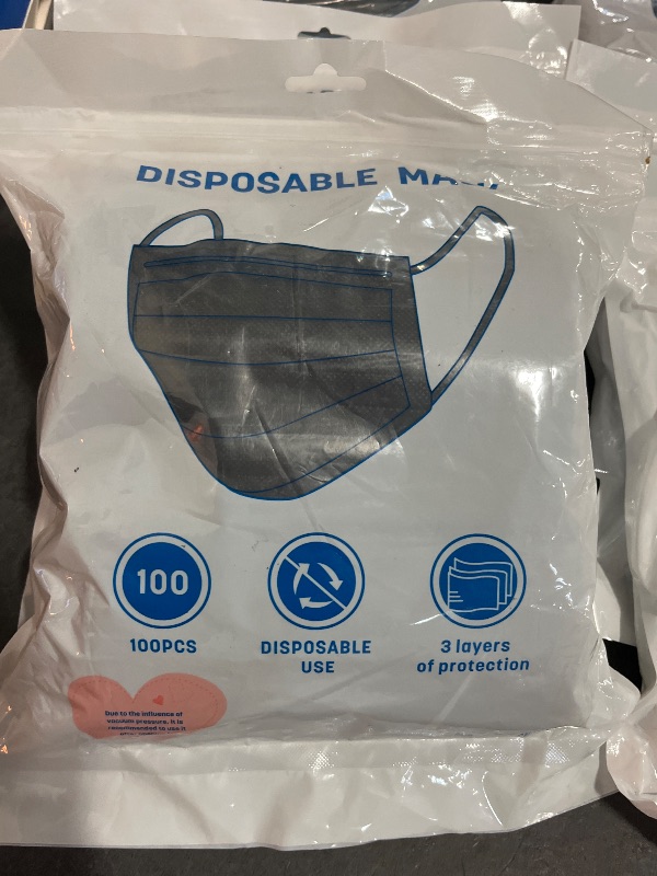 Photo 1 of **Sealed*100 PCS Disposable Face Masks, Black Disposable Masks, 3 Ply Protection Face Masks
