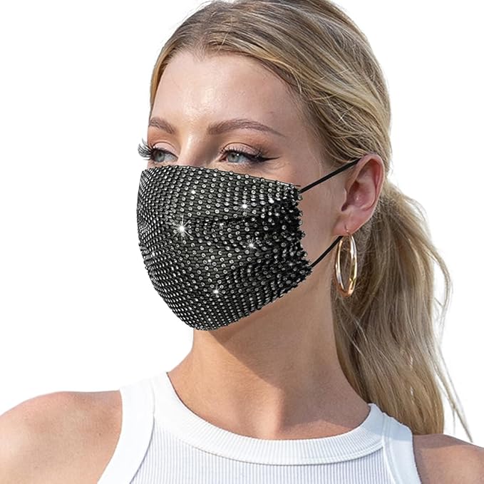 Photo 1 of Auriviz Sparkly Rhinestone Face Mask for Women Masquerade Glitter Bling Face Mask Christmas Party