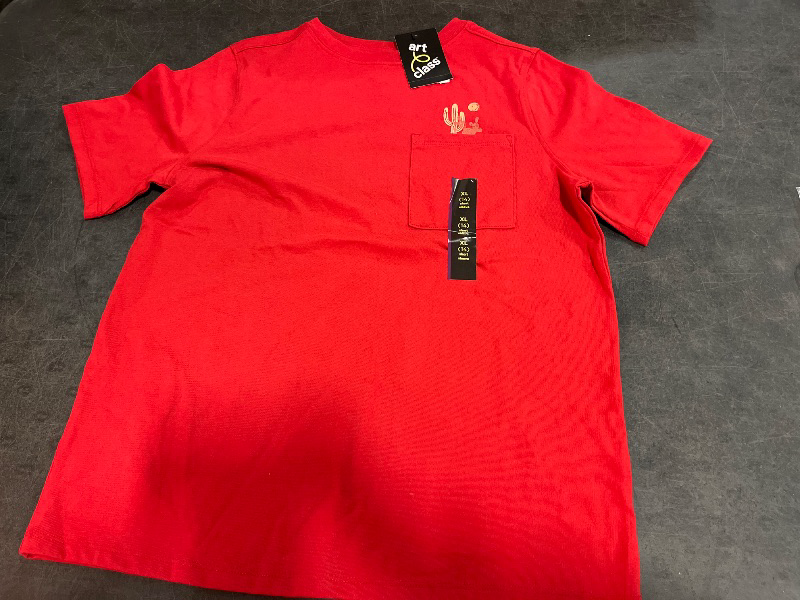 Photo 1 of (XL)14 Boys' Short Sleeve Tree T-Shirt - Art Class™ Rose Red XL: Cotton Blend, Crew Neck, Botanical Pattern, Patch Pocket
