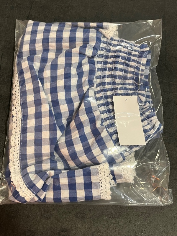 Photo 1 of (L)10/12 Blue and White Rigged Plaid Layered Skirt