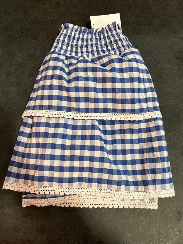 Photo 1 of (L)10/12 Blue and White Rigged Plaid Layered Skirt