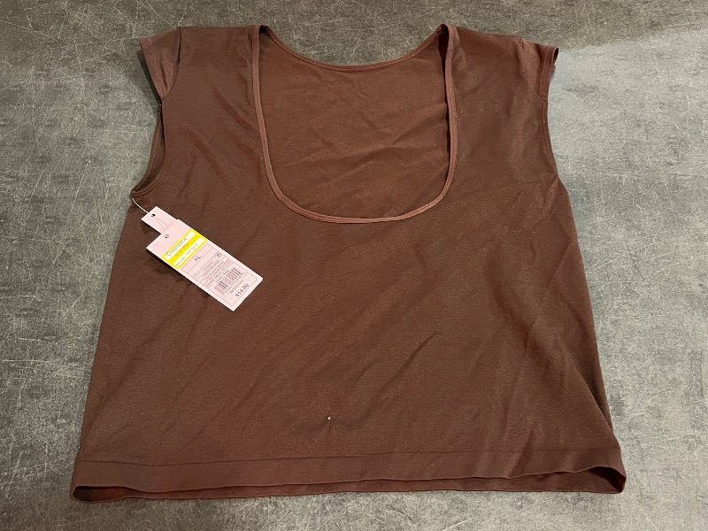 Photo 1 of (XL) Women's Cap Sleeve Seamless Jersey T-Shirt - Wild Fable™ Dark Brown XL: Lightweight Pullover,
