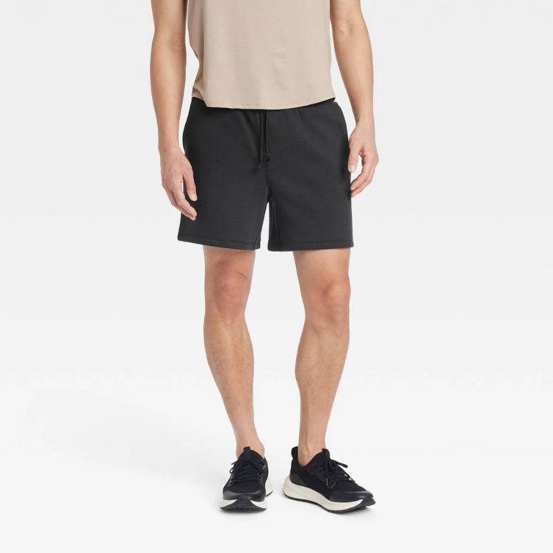 Photo 1 of (XL) Men's 6" Fleece Jogger Shorts - All in Motion™ Black XL: Mid Rise, Side Pocket
