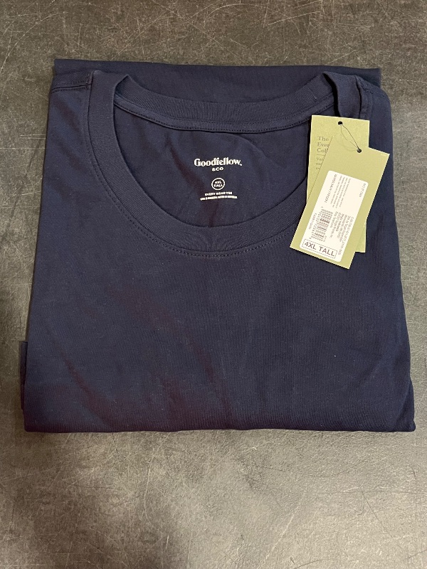 Photo 1 of 4XLT Men's Big & Tall Every Wear Short Sleeve T-Shirt - Goodfellow & Co™ Xavier Navy 4XLT: Cotton Blend, Midweight, Crew Neck