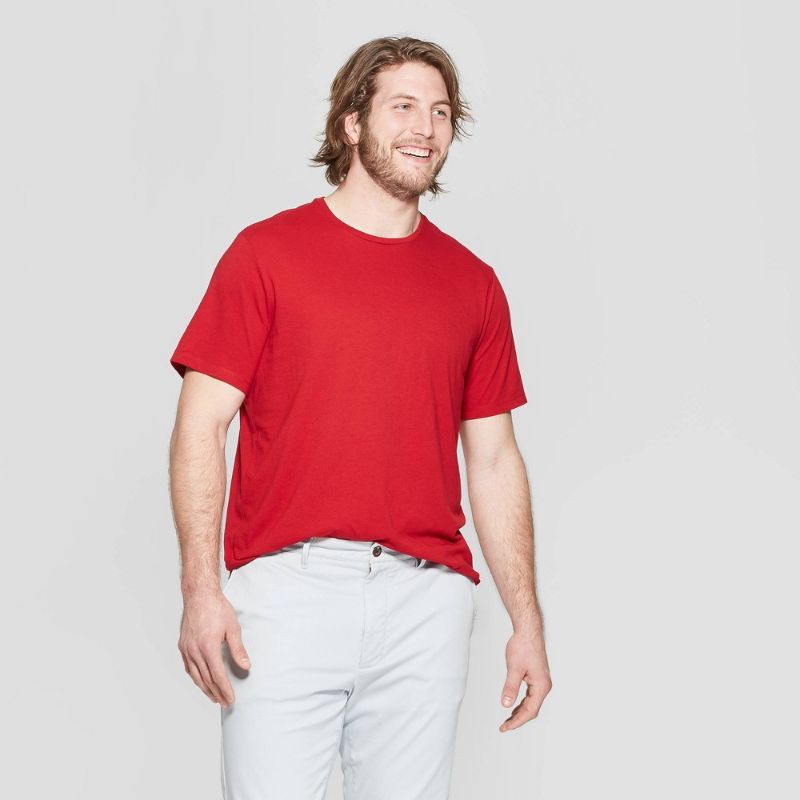 Photo 1 of 4XLT Men's Big & Tall Every Wear Short Sleeve T-Shirt - Goodfellow & Co™ Red Velvet 4XLT: Crew Neck