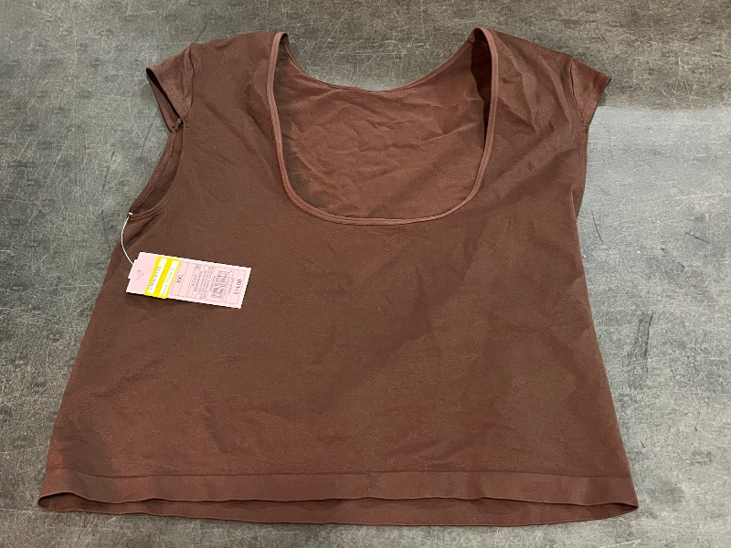 Photo 1 of (XXL) Women's Cap Sleeve Seamless Jersey T-Shirt - Wild Fable™ Dark Brown XXL: Lightweight Pullover, Plus Size
