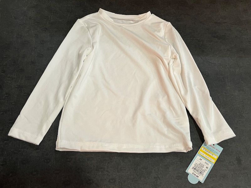 Photo 1 of (4T) Toddler Long Sleeve Rash Guard Top - Cat & Jack™ White 4T: Fit, UPF 50+, Recycled Polyester, Machine Washable