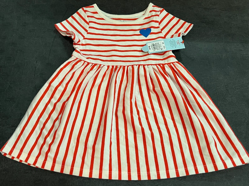 Photo 1 of (2T) Toddler Girls' Striped Short Sleeve Dress - Cat & Jack™ Red 2T