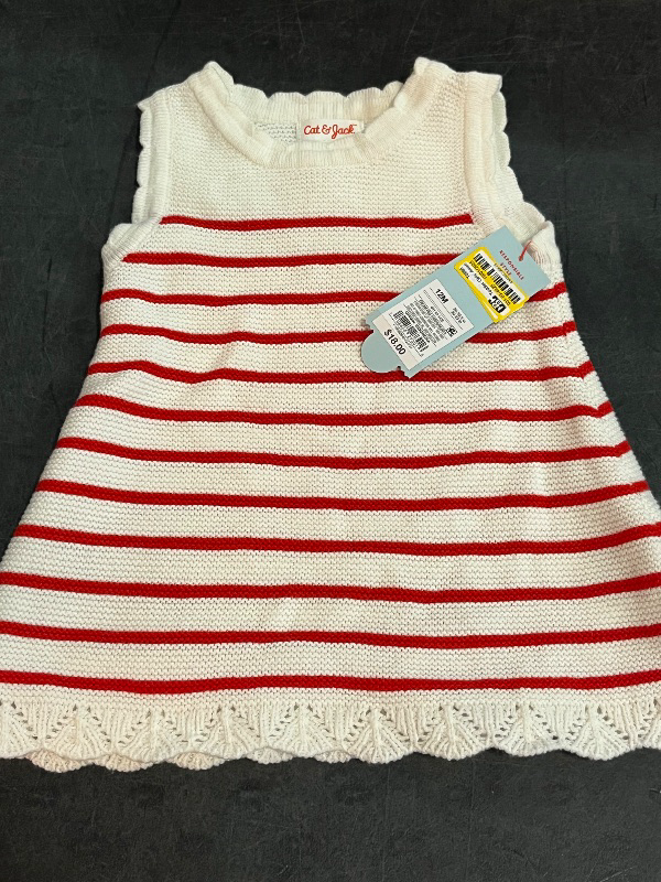 Photo 1 of (12M) Toddler Girls' Americana Striped Sweater Dress - Cat & Jack™ Cream/Red 12M
