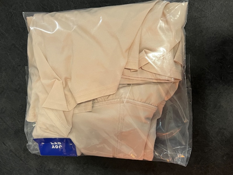 Photo 1 of (M) Women's Crossover Waistband High Rise Woven Shorts - JoyLab™ Tan M: Built-in Shorts, Midweight Fabric, Pull-on Closure, 3.25" Inseam
