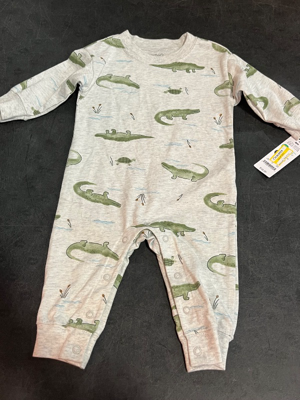 Photo 1 of (6M) Carter's Just One You® Baby Boys' Alligator Top & Bottom Set - Gray 6M: Cotton-Polyester, Long Sleeve Romper