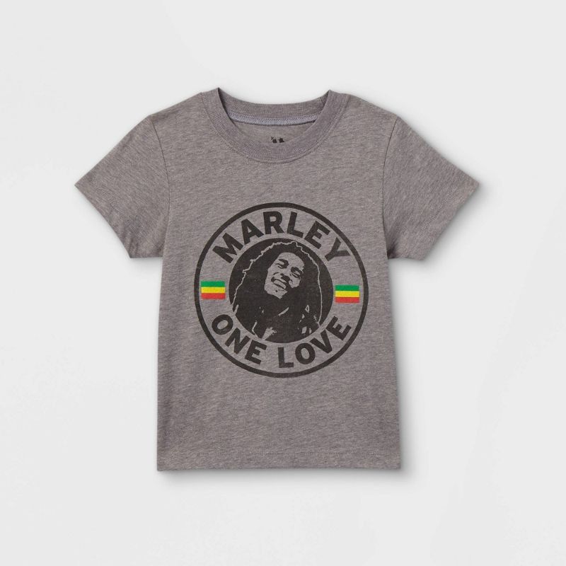Photo 1 of 2T Toddler Boys' Bob Marley 'One Love' Short Sleeve Graphic T-Shirt - Gray 2T