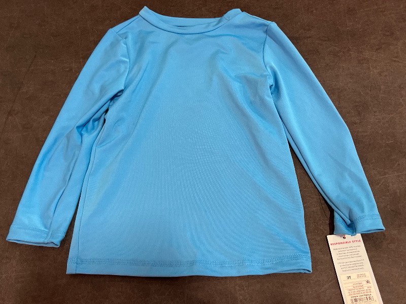 Photo 1 of 3T Toddler Long Sleeve Solid Rash Guard Top - Cat & Jack™ Blue 3T: UPF 50+ Swimwear Jersey