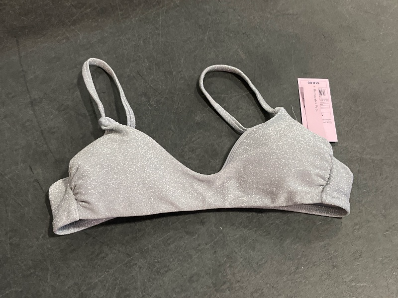 Photo 1 of (S) Women's Sparkle Scooped Bralette Bikini Top - Wild Fable™ Silver S: Open Back, Removable Cup, Knit
