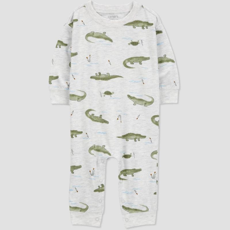 Photo 1 of (18M) Carter's Just One You® Baby Boys' Alligator Top & Bottom Set - Gray 18M: Cotton-Polyester, Long Sleeve, Snap Closure
