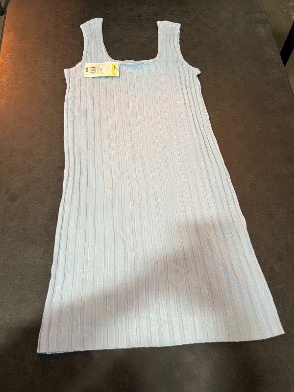 Photo 1 of (L) Women's Tank Mini Sweater Dress - a New Day™ Blue L: Sleeveless Scoopneck, Ribbed Pullover, U Back
