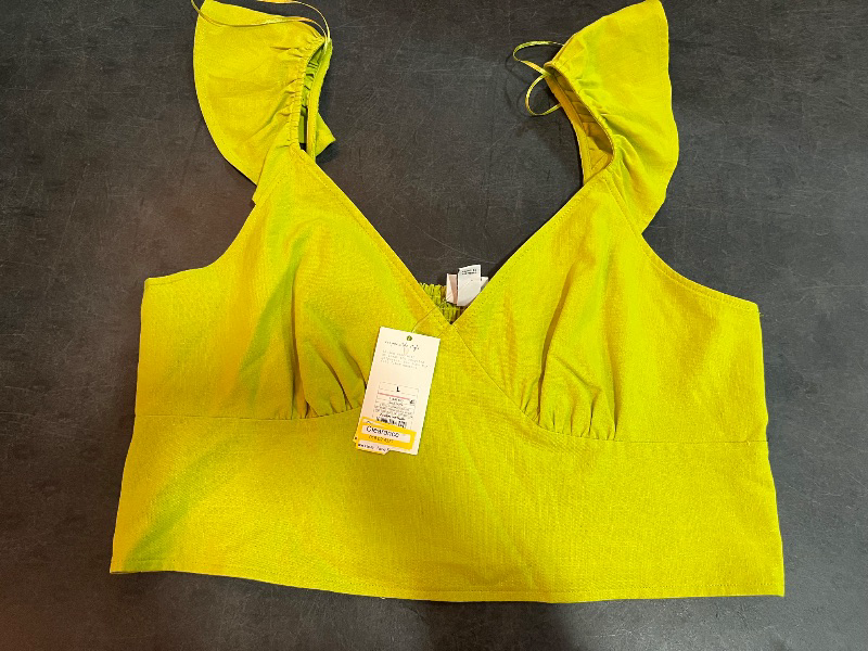 Photo 1 of (L) Women's Ruffle Sleeve Woven Halter Top - a New Day™ Lime Green L