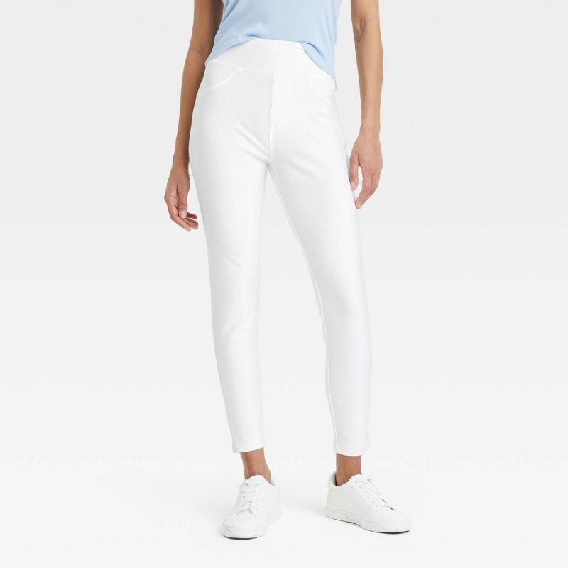 Photo 1 of (S)  Women's High Waisted Jeggings - a New Day™ White S: Ankle Length, Elastic Waistband
