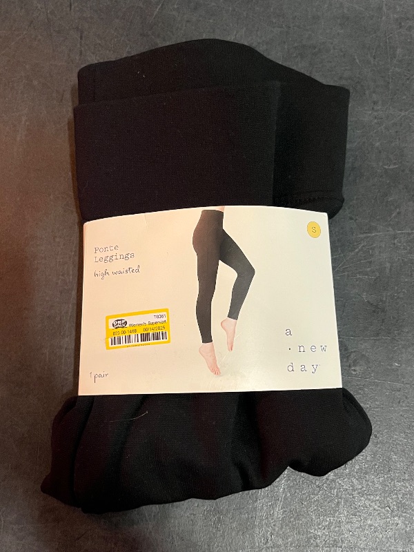 Photo 1 of (S) Women's High Waist Ponte Leggings - a New Day™ Black S: Wide Waistband, Power Stretch, Ankle Length
