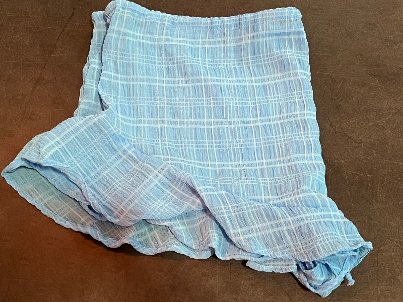 Photo 1 of (M) Women's Textured Chiffon Ruffle Hem Cover up Shorts - Wild Fable™ Blue M: Recycled Polyester, Drawstring, Sheer