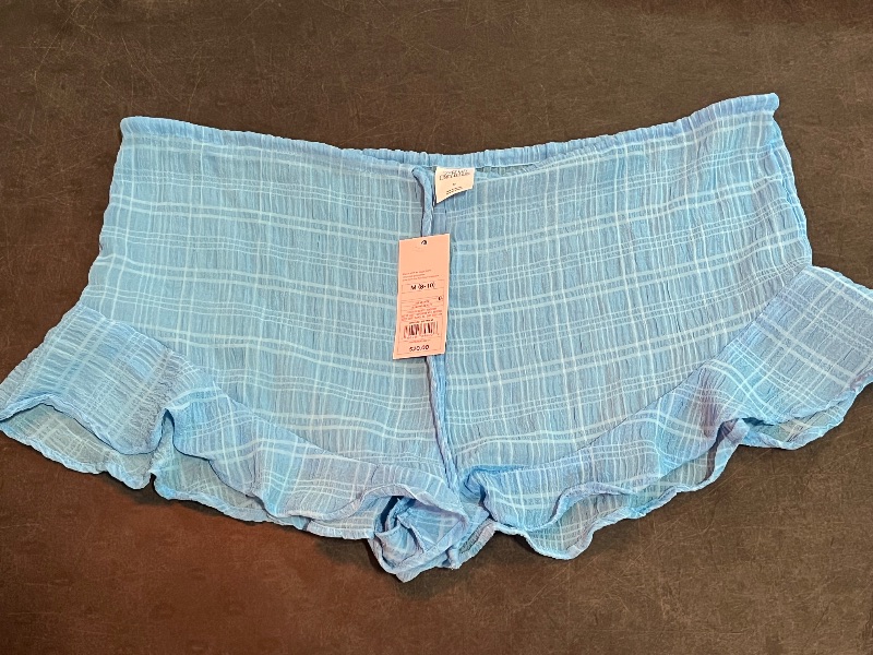 Photo 1 of (M) Women's Textured Chiffon Ruffle Hem Cover up Shorts - Wild Fable™ Blue M: Recycled Polyester, Drawstring, Sheer
