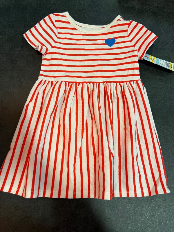 Photo 1 of (3T) Toddler Girls' Striped Short Sleeve Dress - Cat & Jack™ Red 3T