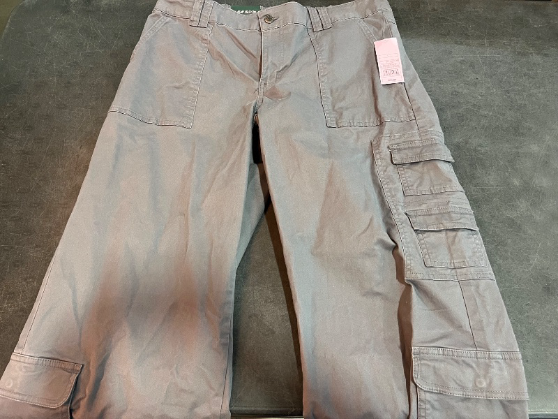 Photo 1 of (L) Women's Mid-Rise Straight Leg Cargo Pants - Wild Fable™ Gray L: Elastic Waist, Pockets
