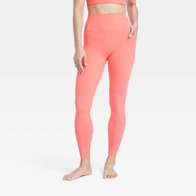 Photo 1 of (XS) Women's Everyday Soft Ultra High-Rise Pocketed Leggings - All in Motion™ Coral Red XS: Moisture Wicking, UPF 50+
