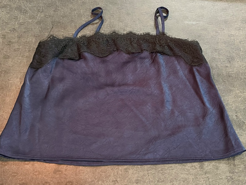 Photo 1 of (M) Blue and Black Lace Trim Tank Top