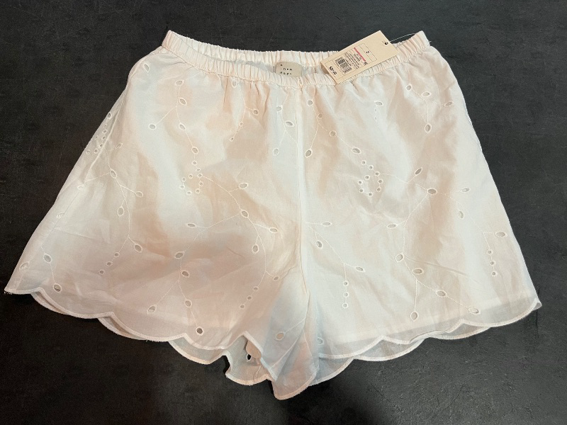 Photo 1 of (S) Women's High-Rise Eyelet Boxer Pull-on Shorts - a New Day White S
