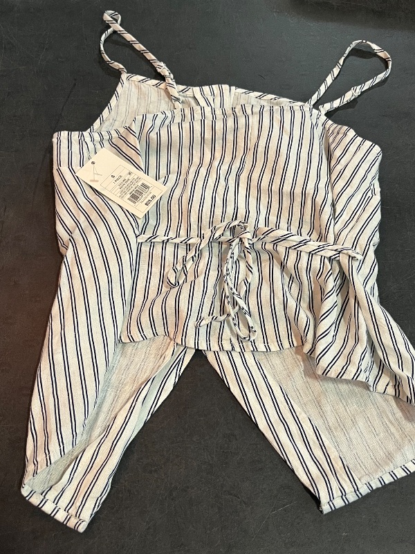 Photo 1 of (S) Women's Linen Blend Button Front Vest - a New Day™ Navy Striped S